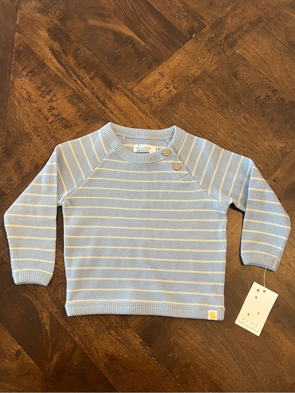 Rise Little Earthling Blue & Cream Striped Waffle Knit Sweater